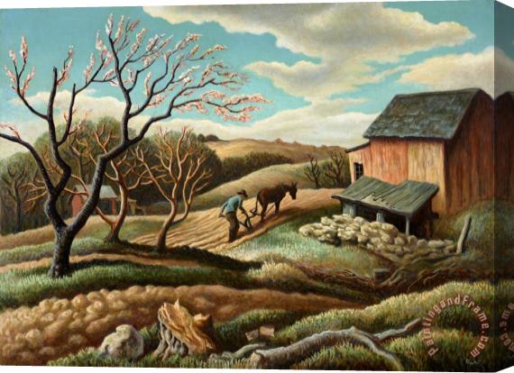 Thomas Hart Benton Spring Ploughing Stretched Canvas Painting / Canvas Art