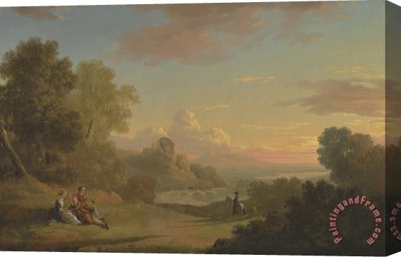 Thomas Jones An Imaginary Landscape with a Traveller And Figures Overlooking The Bay of Baiae Stretched Canvas Print / Canvas Art