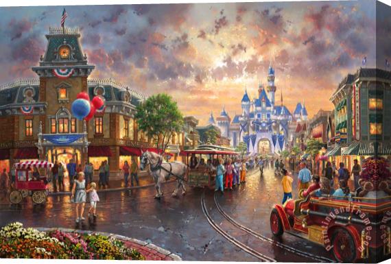 Thomas Kinkade 60th Disneyland Stretched Canvas Print / Canvas Art