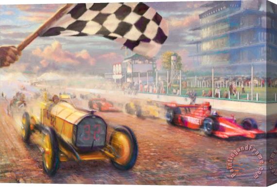 Thomas Kinkade A Century of Racing The 100th Anniversary Indianapolis 500 Mile Race Stretched Canvas Painting / Canvas Art