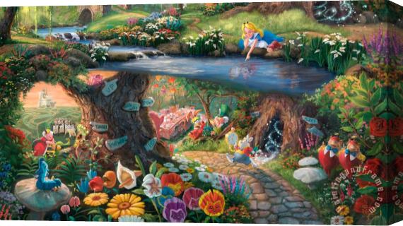 Thomas Kinkade Alice in Wonderland 2 Stretched Canvas Painting / Canvas Art