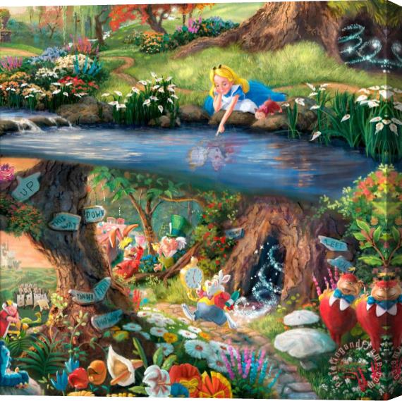 Thomas Kinkade Alice in Wonderland Stretched Canvas Print / Canvas Art