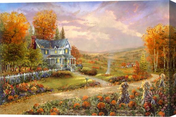 Thomas Kinkade Autumn at Apple Hill Stretched Canvas Painting / Canvas Art