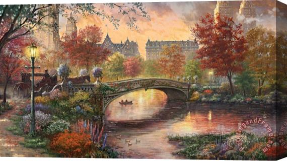 Thomas Kinkade Autumn in New York Stretched Canvas Painting / Canvas Art