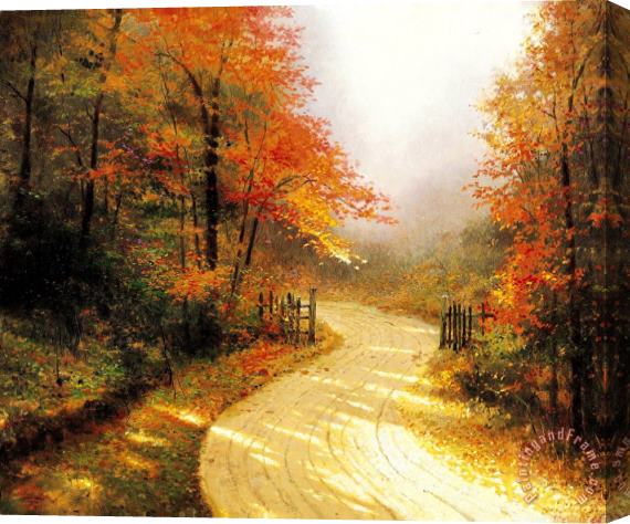 Thomas Kinkade Autumn Lane Stretched Canvas Print / Canvas Art