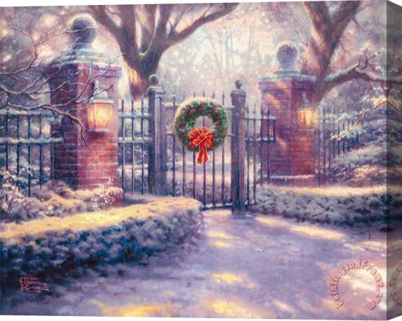 Thomas Kinkade Christmas Gate Stretched Canvas Painting / Canvas Art