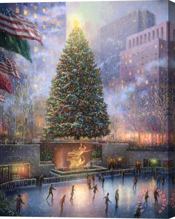 Thomas Kinkade Christmas in New York Stretched Canvas Print / Canvas Art