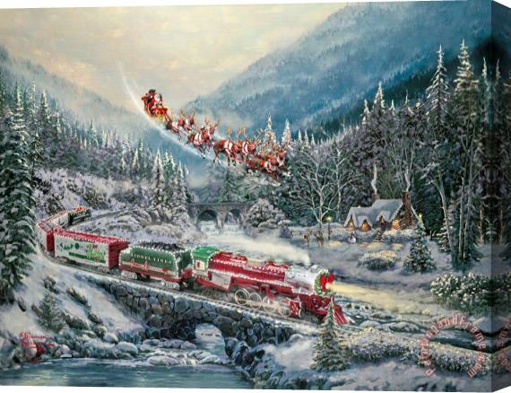 Thomas Kinkade Christmas Light Express Stretched Canvas Painting / Canvas Art