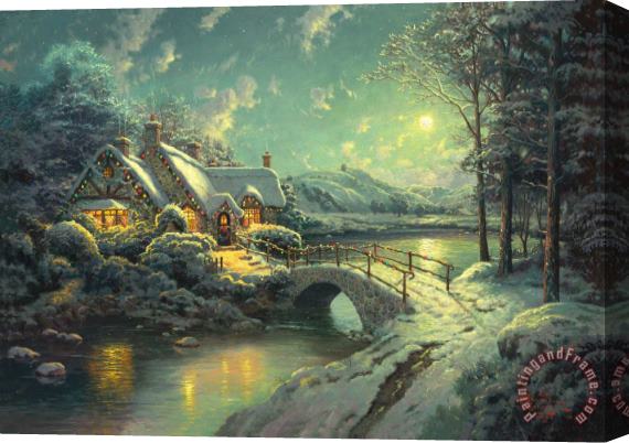 Thomas Kinkade Christmas Moonlight Stretched Canvas Painting / Canvas Art