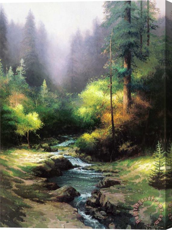 Thomas Kinkade Creekside Trail Stretched Canvas Painting / Canvas Art
