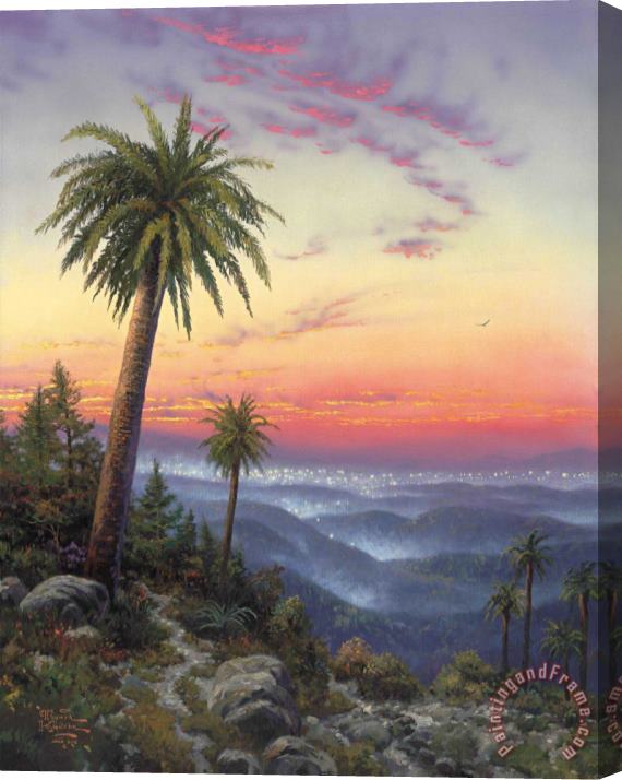 Thomas Kinkade Desert Sunset Stretched Canvas Painting / Canvas Art