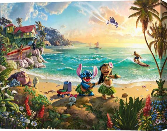 Thomas Kinkade Disney Lilo And Stitch Stretched Canvas Painting / Canvas Art