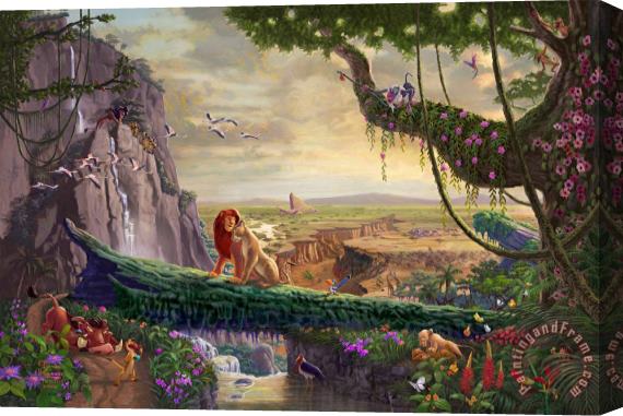 Thomas Kinkade Disney The Lion King - Return to Pride Rock Stretched Canvas Painting / Canvas Art