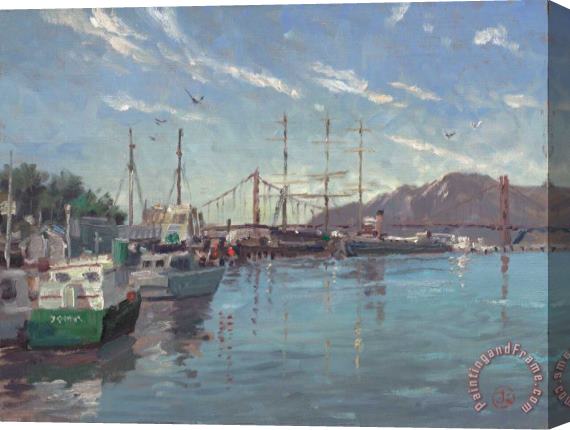 Thomas Kinkade Fisherman's Wharf, Marina Stretched Canvas Print / Canvas Art