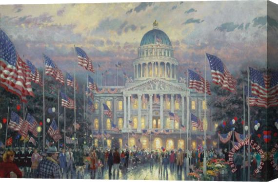 Thomas Kinkade Flags Over The Capitol Stretched Canvas Print / Canvas Art