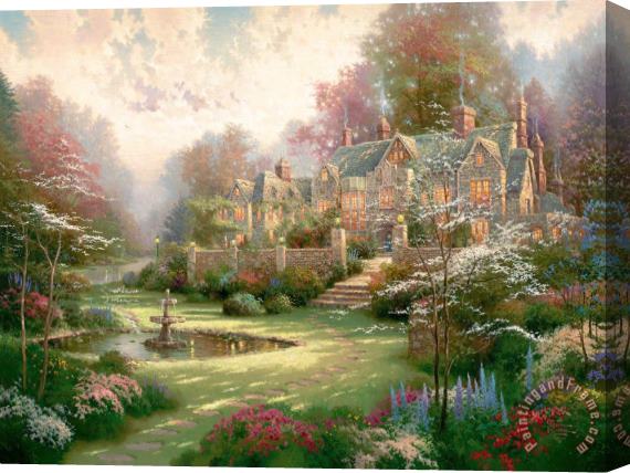 Thomas Kinkade Gardens Beyond Spring Gate Stretched Canvas Print / Canvas Art