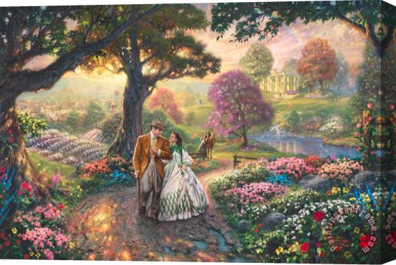 Thomas Kinkade Gone with The Wind Stretched Canvas Print / Canvas Art