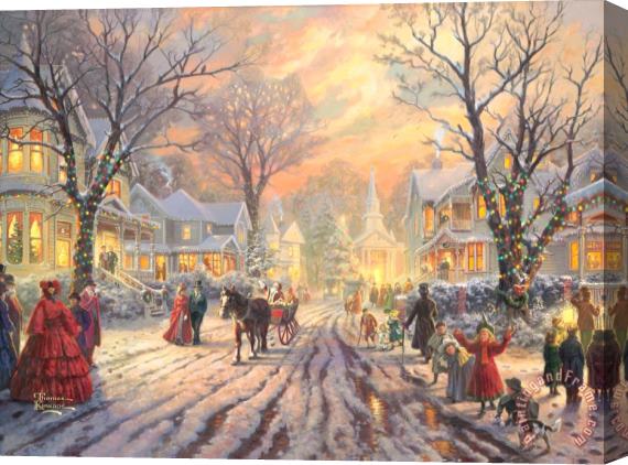 Thomas Kinkade Ictorian Christmas Stretched Canvas Painting / Canvas Art