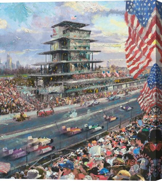 Thomas Kinkade Indianapolis Motor Speedway, 100th Anniversary Study Stretched Canvas Print / Canvas Art