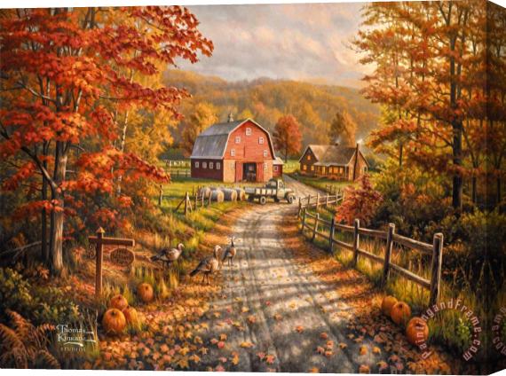 Thomas Kinkade Late Afternoon on The Farm Stretched Canvas Painting / Canvas Art