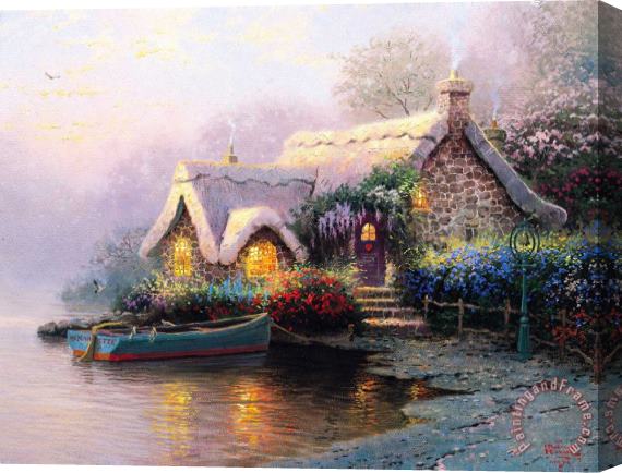 Thomas Kinkade Lochaven Cottage Stretched Canvas Painting / Canvas Art