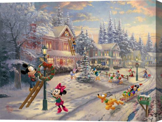 Thomas Kinkade Mickey's Victorian Christmas Stretched Canvas Painting / Canvas Art
