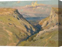 Sermon on The Mount Canvas Prints - Mount Arbel by Thomas Kinkade