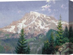 Sermon on The Mount Canvas Prints - Mount Rainier by Thomas Kinkade