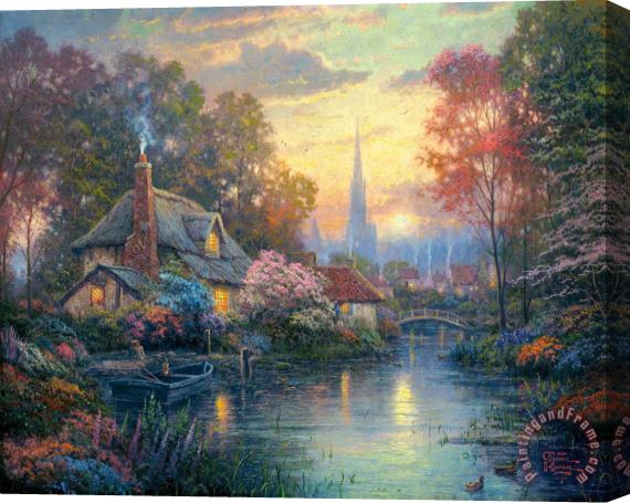 Thomas Kinkade Nanette's Cottage Stretched Canvas Painting / Canvas Art