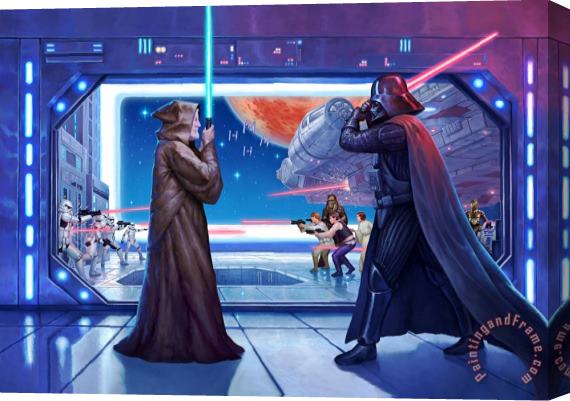 Thomas Kinkade Obi-Wan's Final Battle Stretched Canvas Painting / Canvas Art