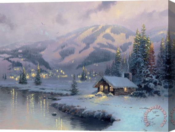 Thomas Kinkade Olympic Mountain Evening Stretched Canvas Painting / Canvas Art