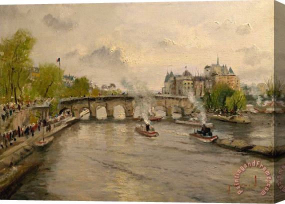 Thomas Kinkade River Seine Stretched Canvas Print / Canvas Art