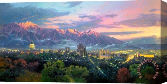 Thomas Kinkade Salt Lake City of Lights Stretched Canvas Print / Canvas Art