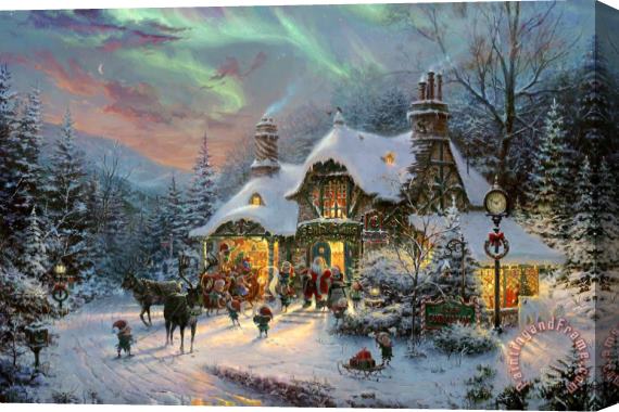 Thomas Kinkade Santa's Night Before Christmas Stretched Canvas Print / Canvas Art