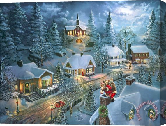 Thomas Kinkade Santa's Silent Night Stretched Canvas Print / Canvas Art