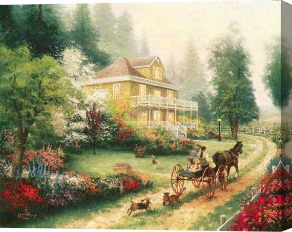 Thomas Kinkade Sunday at Apple Hill Stretched Canvas Painting / Canvas Art