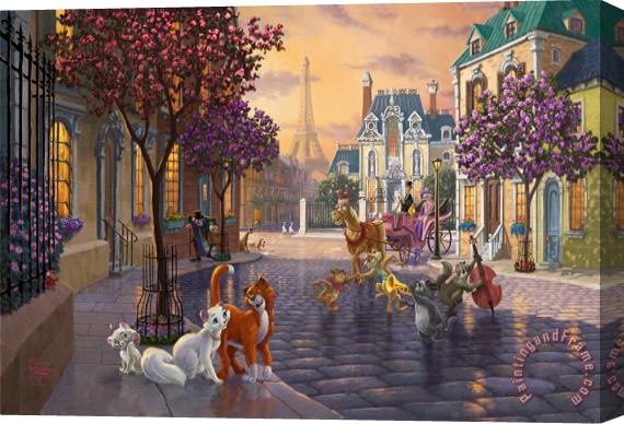 Thomas Kinkade The Aristocats Stretched Canvas Painting / Canvas Art