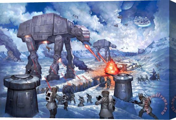 Thomas Kinkade The Battle of Hoth Stretched Canvas Painting / Canvas Art