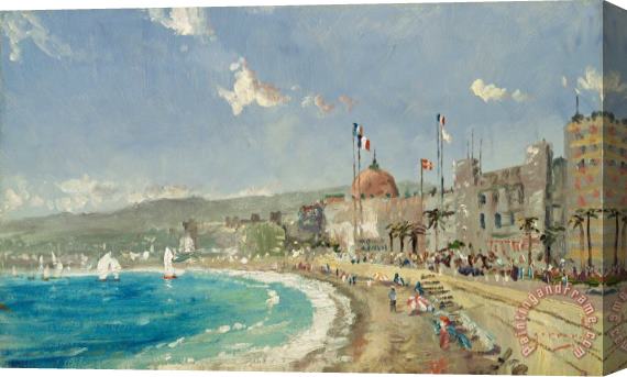 Thomas Kinkade The Beach at Nice Stretched Canvas Print / Canvas Art