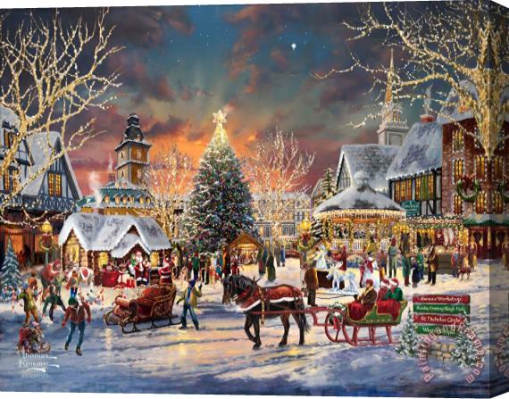 Thomas Kinkade The Christmas Festival Stretched Canvas Painting / Canvas Art
