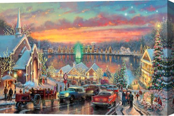 Thomas Kinkade The Lights of Christmastown Stretched Canvas Print / Canvas Art