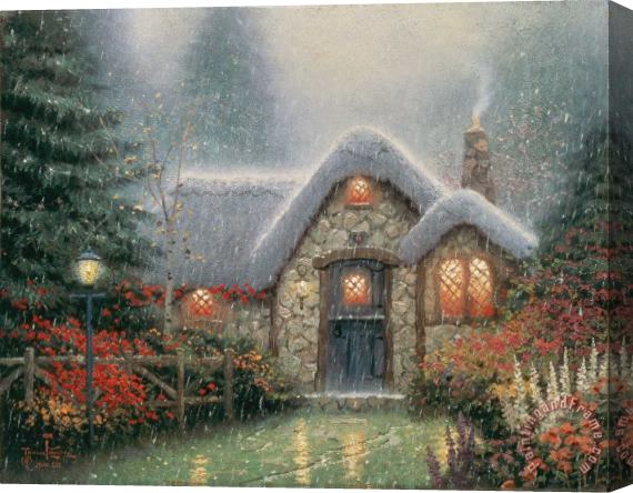 Thomas Kinkade The Woodsman's Thatch Stretched Canvas Painting / Canvas Art