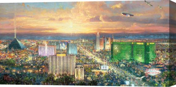 Thomas Kinkade Viva Las Vegas Stretched Canvas Print / Canvas Art