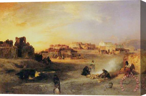 Thomas Moran An Indian Pueblo Stretched Canvas Painting / Canvas Art