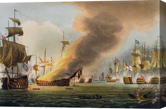 Thomas Whitcombe The Battle Of Trafalgar Stretched Canvas Print / Canvas Art
