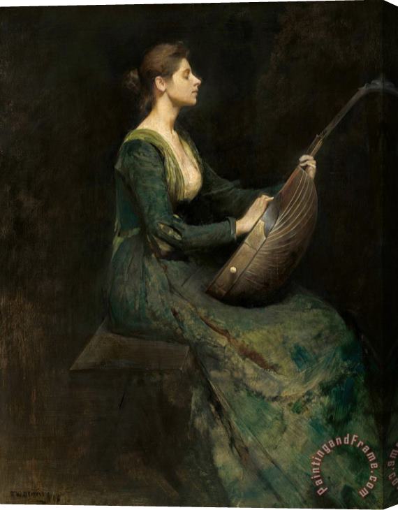Thomas Wilmer Dewing Lady with a Lute Stretched Canvas Print / Canvas Art