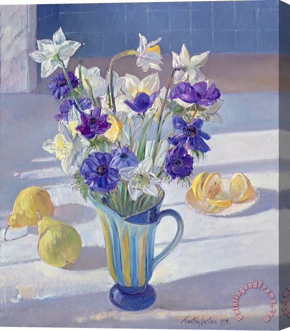 Timothy Easton Spring Flowers And Lemons Stretched Canvas Print / Canvas Art