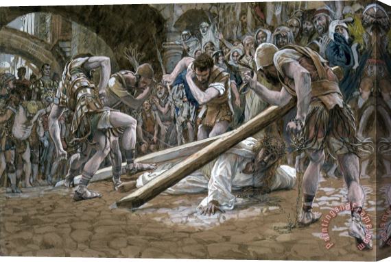 Tissot Christ Falls Beneath the Cross Stretched Canvas Painting / Canvas Art