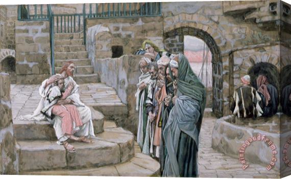 Tissot Jesus and the Little Child Stretched Canvas Painting / Canvas Art