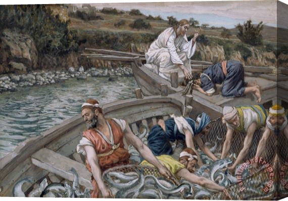 Tissot The First Miraculous Draught of Fish Stretched Canvas Painting / Canvas Art